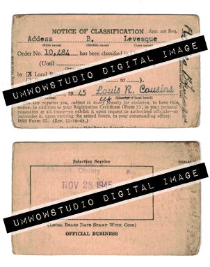 Notice of Classification Card 1945 (Front & Back)-0