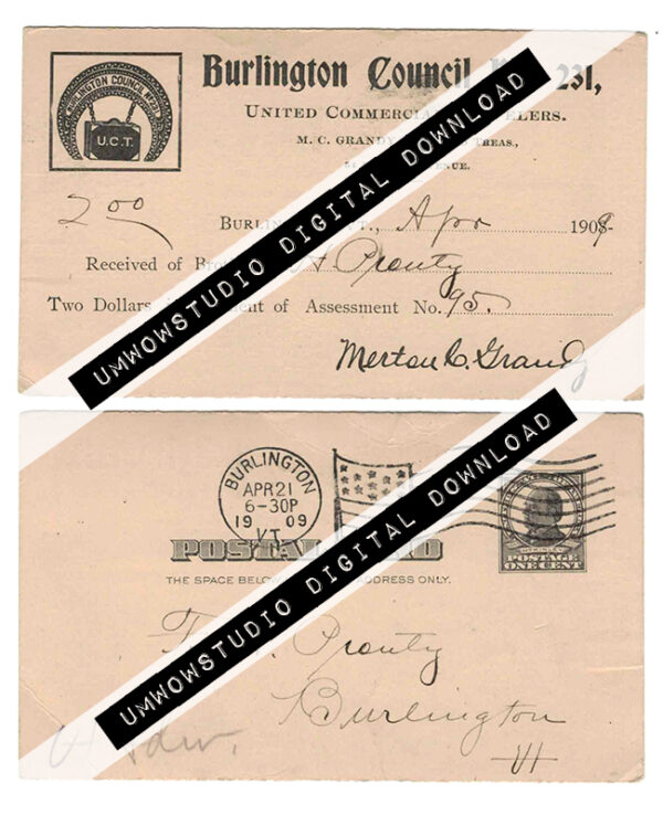 1909 Burnlington Council Postal Card-0