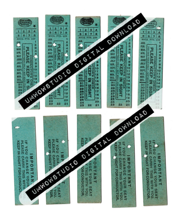 Teal New York System Train Tickets (fronts & backs)-0